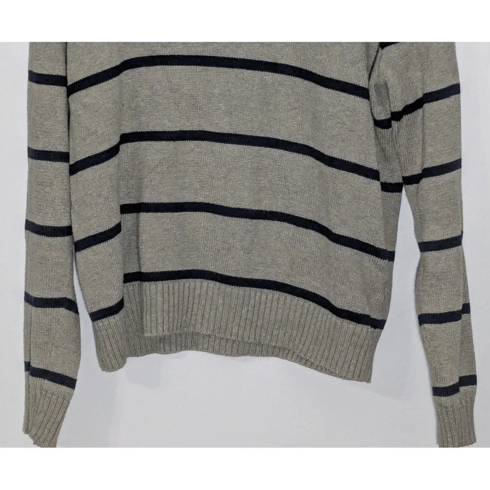 VTG Polo Ralph Lauren 1/4 Zip Sweater Men Large Gray Striped Mock Neck Pullover